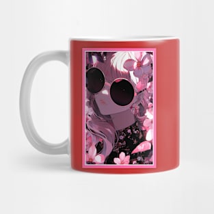 Aesthetic Anime Girl Pink Rosa Black | Quality Aesthetic Anime Design | Chibi Manga Anime Art Mug